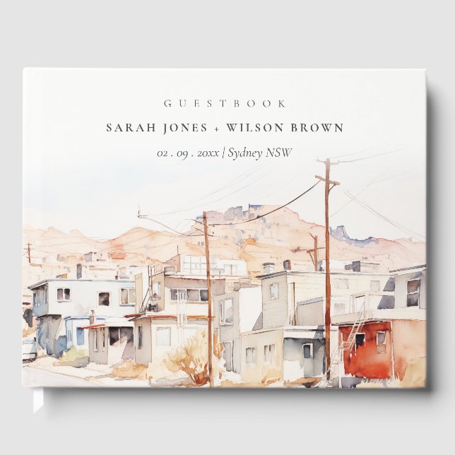 El Paso Texas City Scape Wassercolor Wedding Gästebuch (Vorderseite)