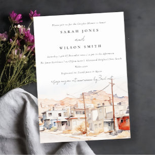 El Paso Texas City Scape Wasserfarbe Paare Dusche Einladung