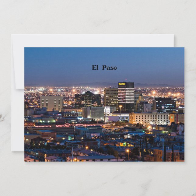 El Paso, Texas in der Nacht Karte (Vorderseite)