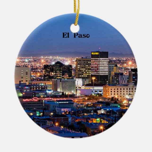 El Paso, Texas in der Nacht  Keramik Ornament (Vorne)