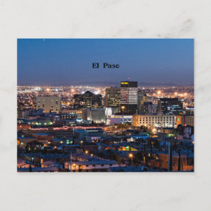 El Paso, Texas in der Nacht Postkarte