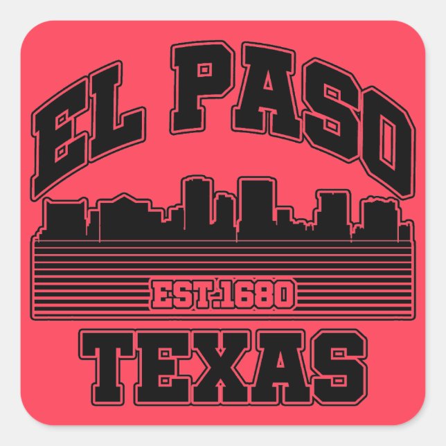 El Paso, Texas Quadratischer Aufkleber (Vorderseite)