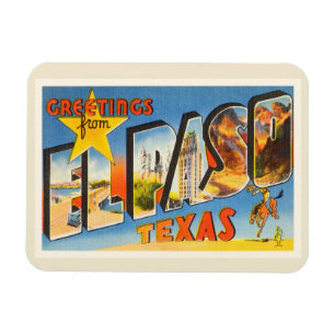 El Paso Texas TX alte Vintage Reise-Andenken Magnet