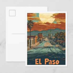 El Paso Texas USA Kunst Reise Illustration Postkarte