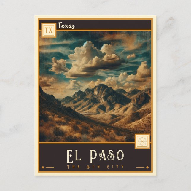El Paso, Texas | VINTAG Postkarte (Vorderseite)