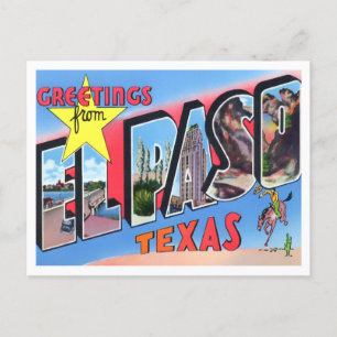 El Paso, Texas Vintage Großbuchstaben Postkarte