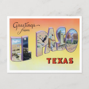 El Paso, Texas Vintage Großbuchstaben Postkarte