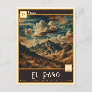 El Paso, Texas Vintage Postkarte