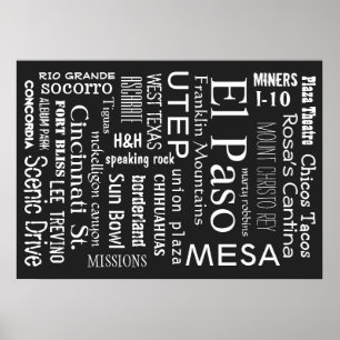 El Paso TX-Sehenswürdigkeiten Poster