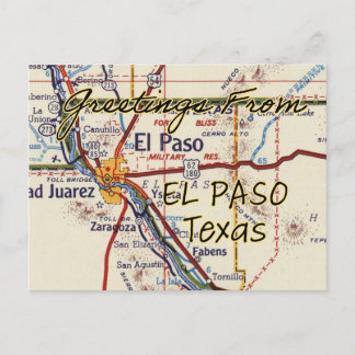El Paso TX Vintage Karte