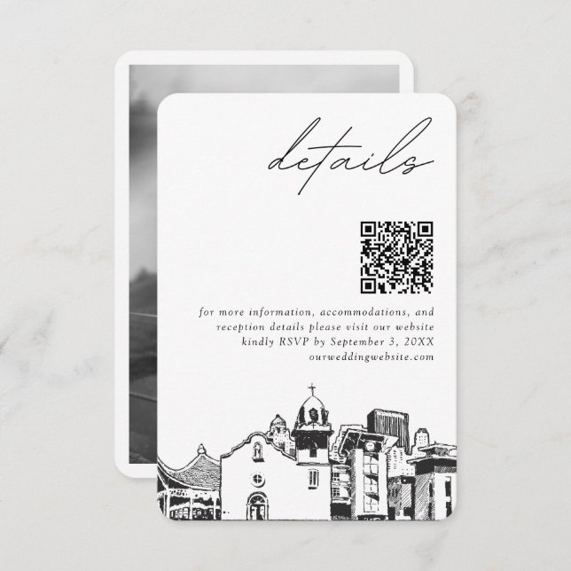 El Paso Wedding Modern Details QR Code Begleitkarte (Vorne/Hinten)