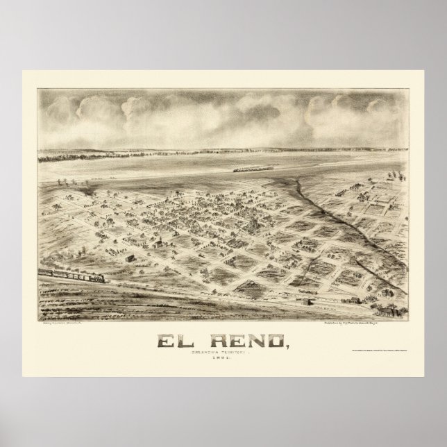 El Reno, OK Panorama Karte - 1891 Poster (Vorne)