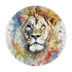 El rey del color - Un león majestuoso Schneidebrett