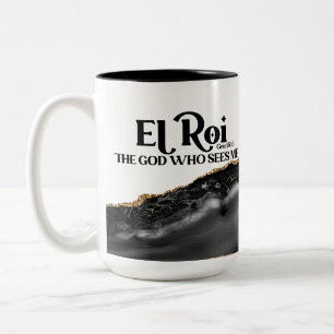 El Roi der Gott, der mich schwarze Marmormonogramm Zweifarbige Tasse