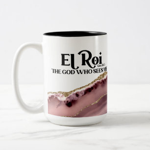 El Roi der Gott, der mich sieht rosa Marmormonogra Zweifarbige Tasse