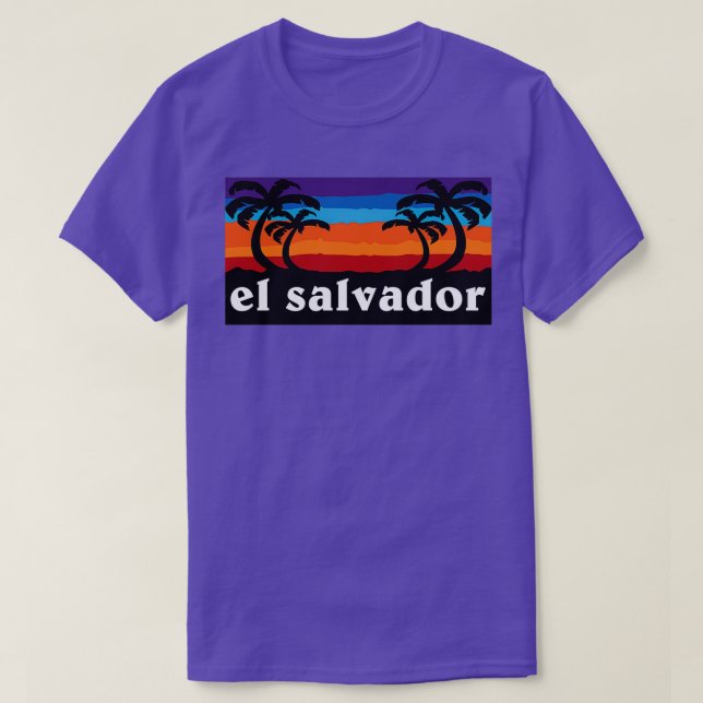 El Salvador Beach Sunset Palm Tree Außensurfen T-Shirt (Design vorne)