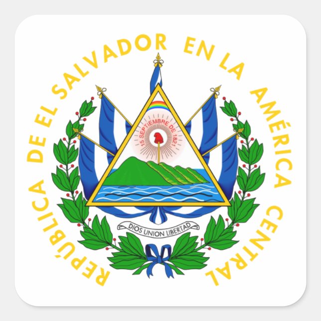El Salvador - emblem/flag/coat of arms/symbol Quadratischer Aufkleber (Vorderseite)