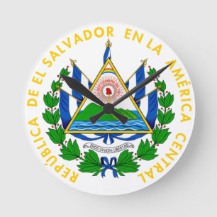 El Salvador - Emblem/Flagge/Wappen/Symbol Runde Wanduhr