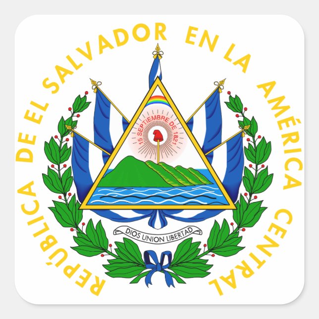 el salvador Emblem Quadratischer Aufkleber (Vorderseite)