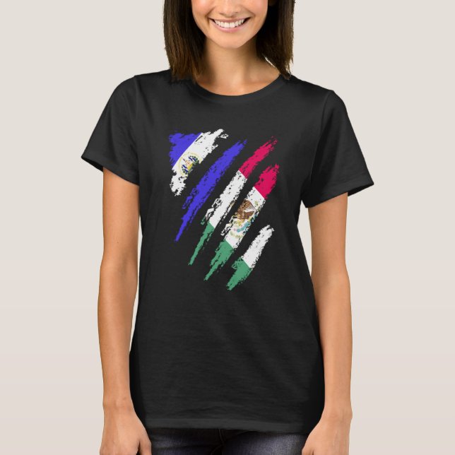 El Salvador Flag Mexico Grown Patriot Country Stri T-Shirt (Vorderseite)