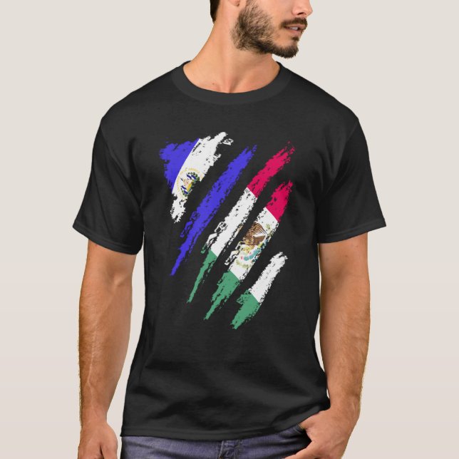 El Salvador Flag Mexico Grown Patriot Country Stri T-Shirt (Vorderseite)