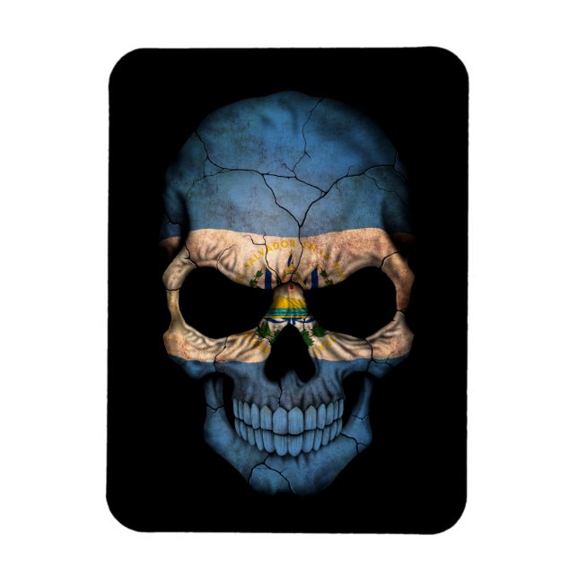 El Salvador Flag Skull auf schwarz Magnet (Vertikal)