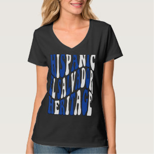 El Salvador Flagge Groovy & Wavy Hispanic Heritage T-Shirt