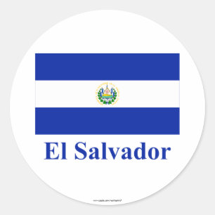 El Salvador Flagge mit Namen Runder Aufkleber