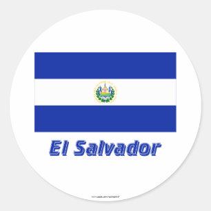 El Salvador Flagge mit Namen Runder Aufkleber