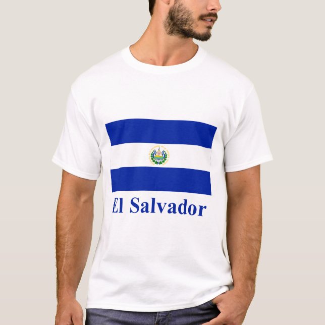 El Salvador Flagge mit Namen T-Shirt (Vorderseite)
