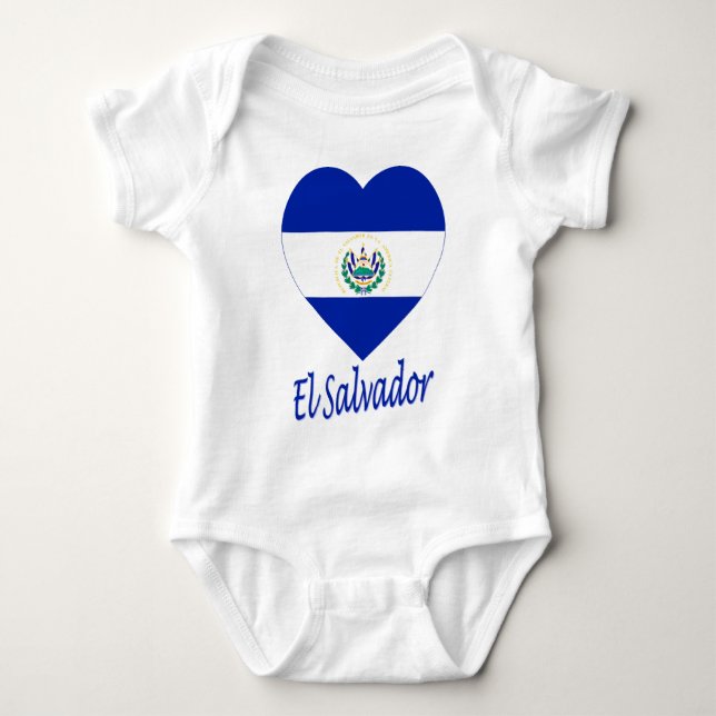 El Salvador Flaggen-Herz Baby Strampler (Vorderseite)