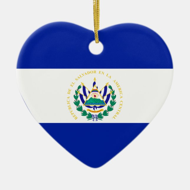 El Salvador Flaggen-Herz Keramikornament (Vorne)