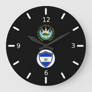 El Salvador-Flaggenemblem große Uhr