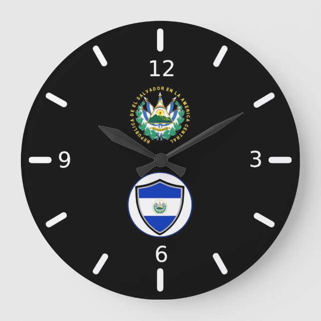 El Salvador-Flaggenemblem große Uhr (Vorderseite)