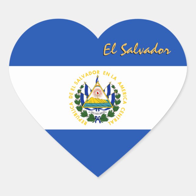 El Salvador Heart Sticker, Patriotic Salvador Flag Herz-Aufkleber (Vorderseite)