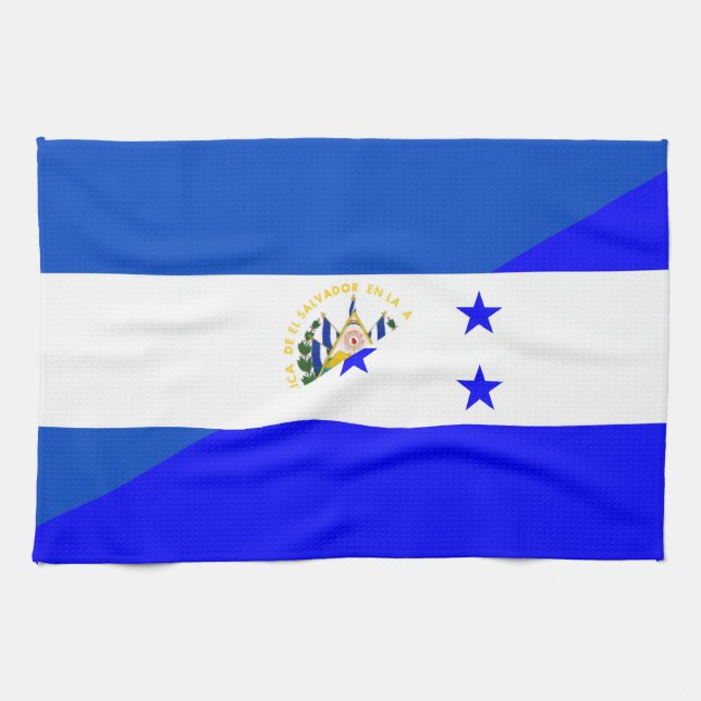 El Salvador Honduras halbes Flaggen-Landsymbol Küchentuch (Horizontal)