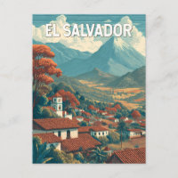 El Salvador Illustration Reise Kunst Vintage