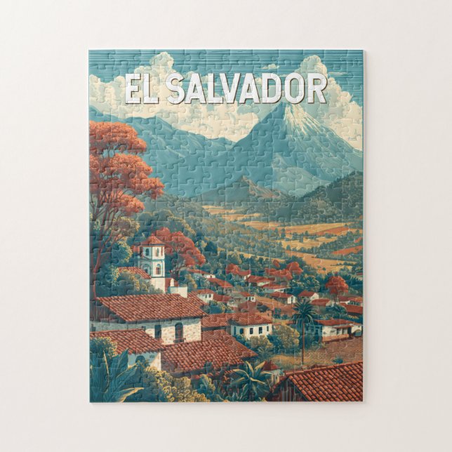 El Salvador Illustration Travel Art Vintage Puzzle (Vertikal)