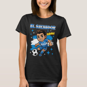 El Salvador Kid Goal Cartoon El Salvador-Flagge Fo T-Shirt