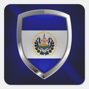 El Salvador Mettalic Emblem Quadratischer Aufkleber