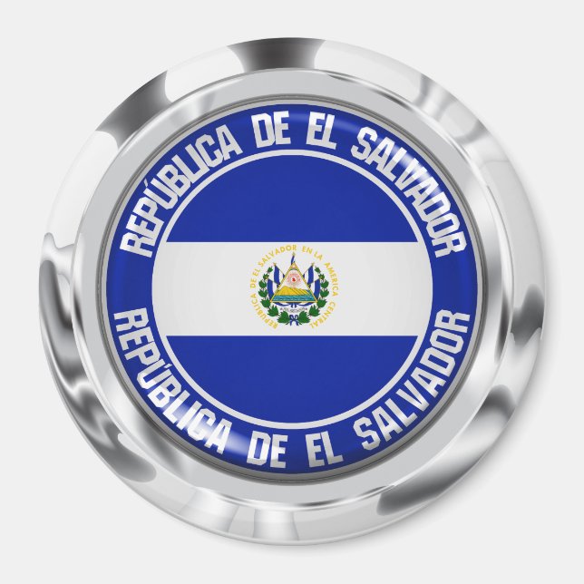 El Salvador Runde Emblem Magnet (Vorne)