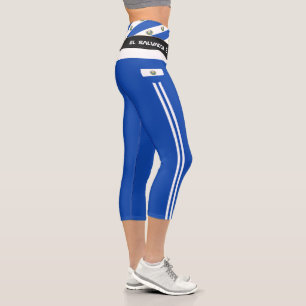 El Salvador & Salvador Flag Mode, Fitness Sport Capri Leggings