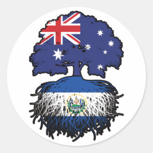 El Salvador Salvadoran Australian Australia Tree Runder Aufkleber
