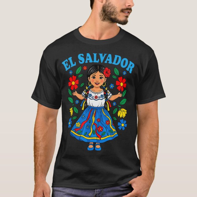 El Salvador Salvadoran Girl Traditional Dress Folk T-Shirt (Vorderseite)