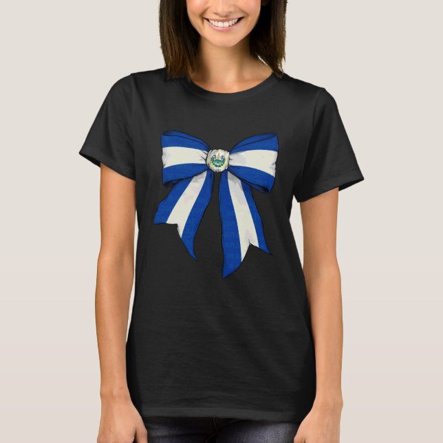 El Salvador Salvadoran Pride Flag Girl Coquette Bo T-Shirt (Vorderseite)