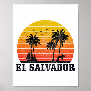 El Salvador Surfer Vintage Caribbean Andenken Poster