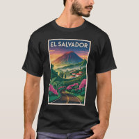 El Salvador Vulkan Illustration Reise Kunst Vintag