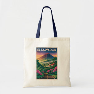 El Salvador Vulkan Illustration Reise Kunst Vintag Tragetasche