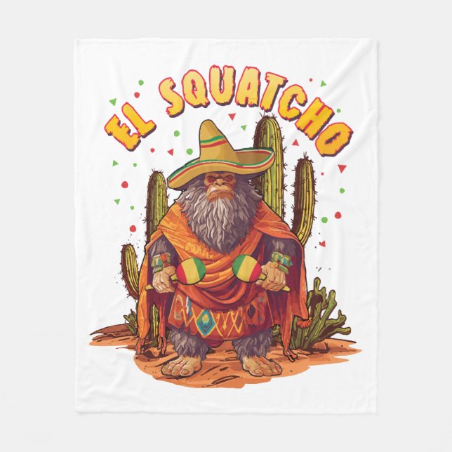 El Squatcho Bigfoot mit Maraca, Sombrero und Ponc Fleecedecke (Vorderseite)