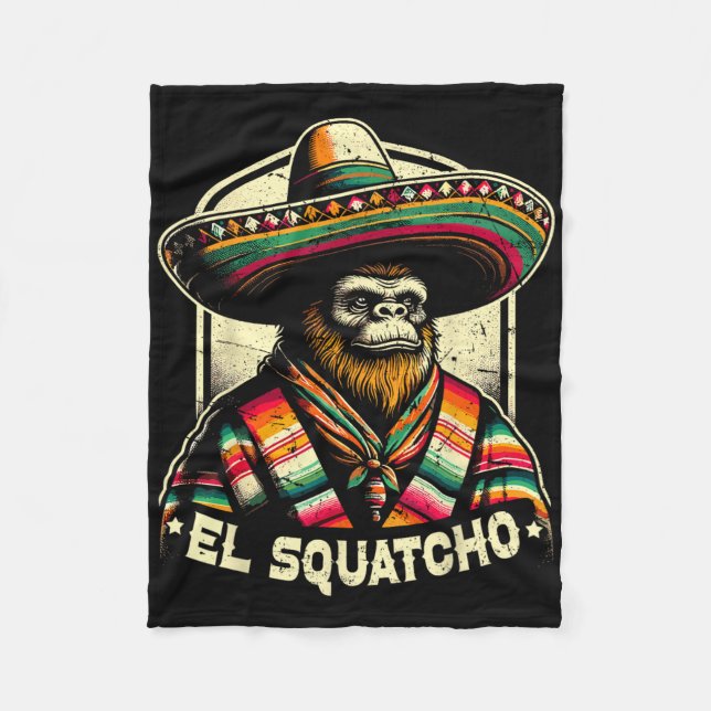 El Squatcho Funny Bigfoot Vintager Western Mexiko Fleecedecke (Vorderseite)